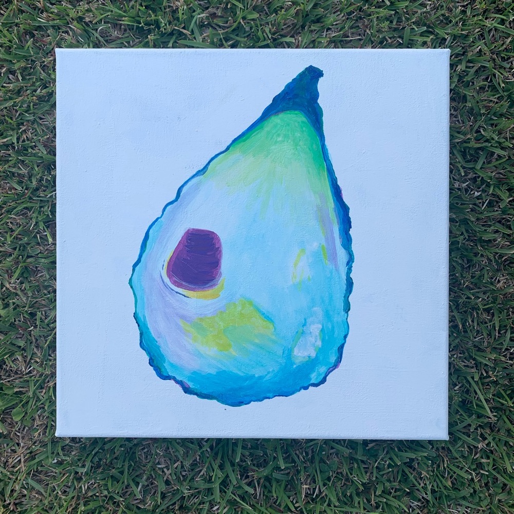 🌾 Oyster Shell Painting 12 x 12 canvas - Picture 3 of 5